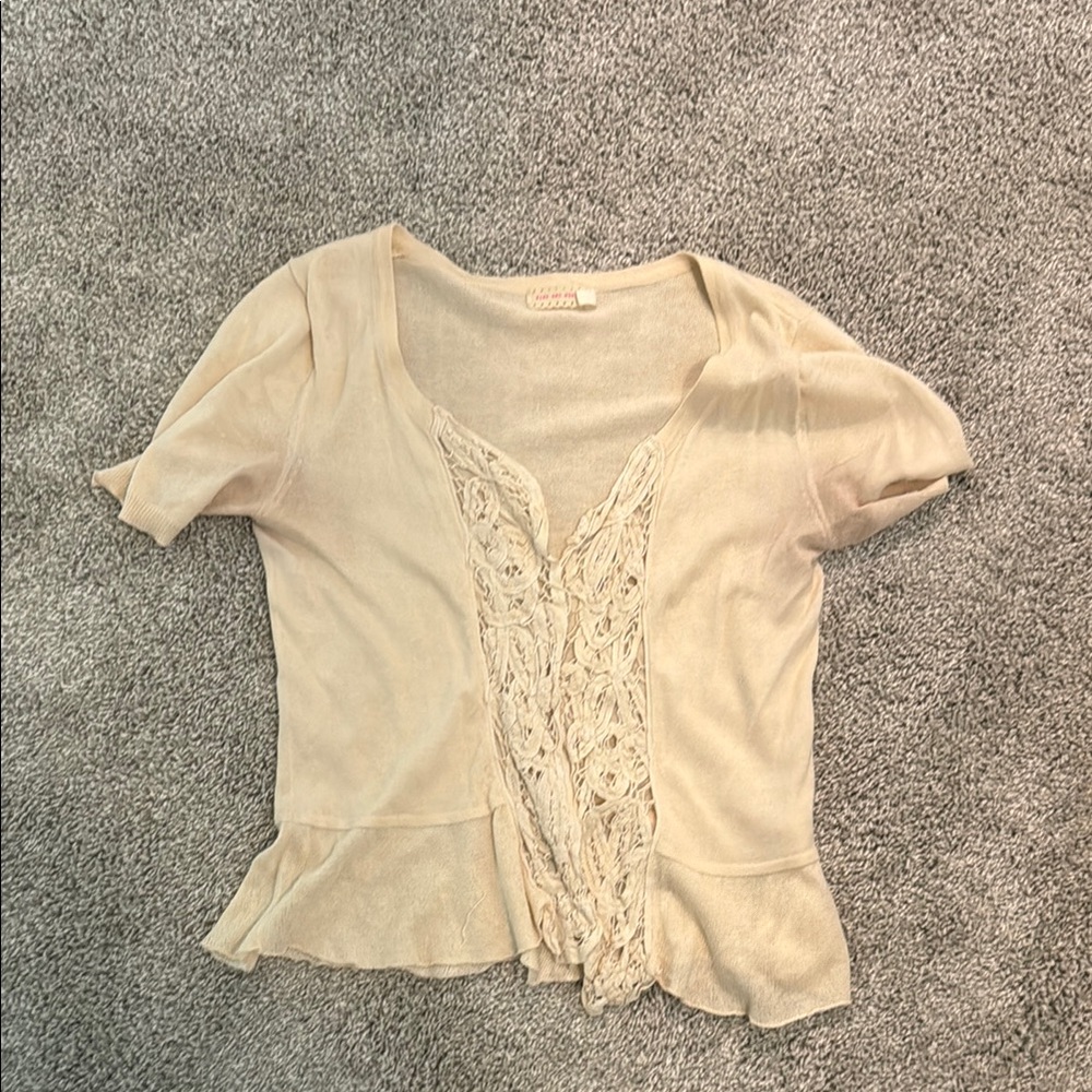 Pins & Needles Cream Ruffled Fitted Blouse